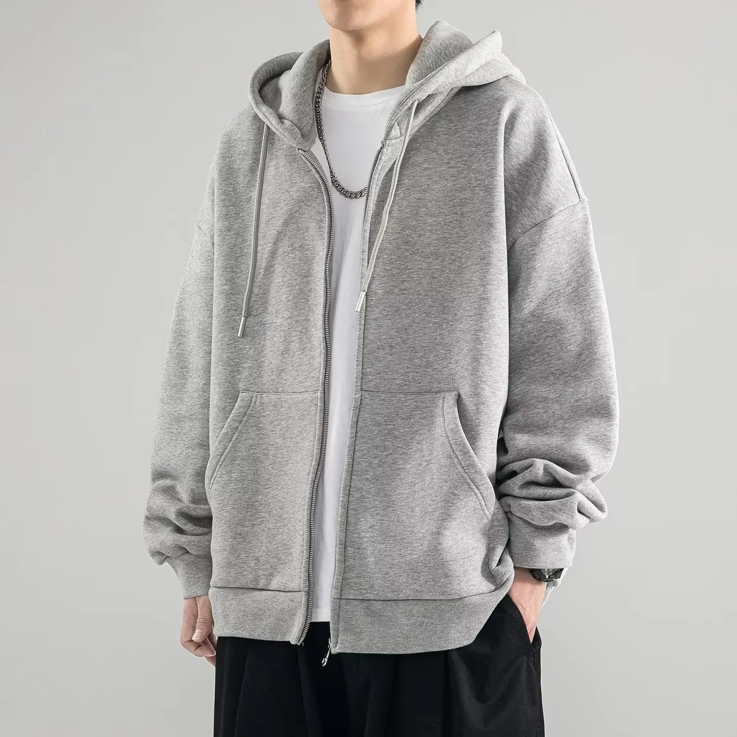 Men’s Zip-Up Hoodies Cardigan – Loose Fit