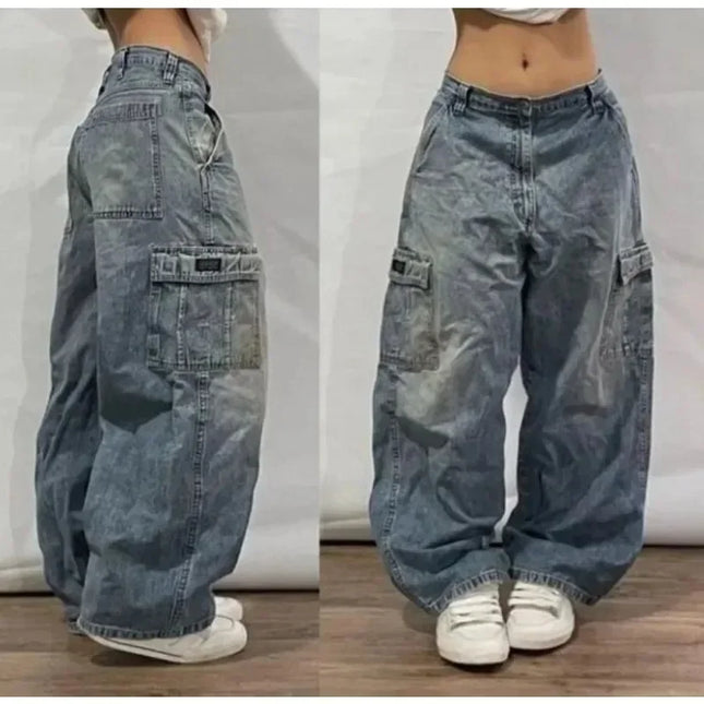 Oversized Print Baggy Jeans – Y2K Harajuku Wide-Leg Streetwear