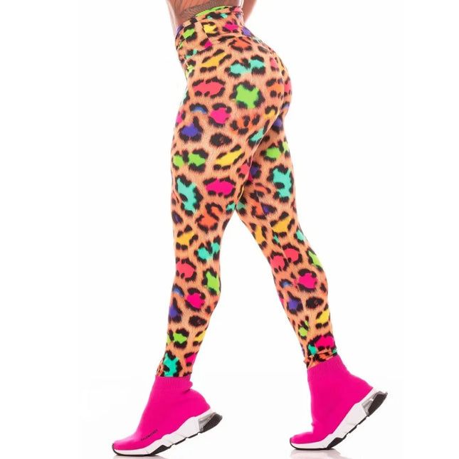 High-Waist Leopard-Stripe 3D Print Leggings – Butt-Lifting