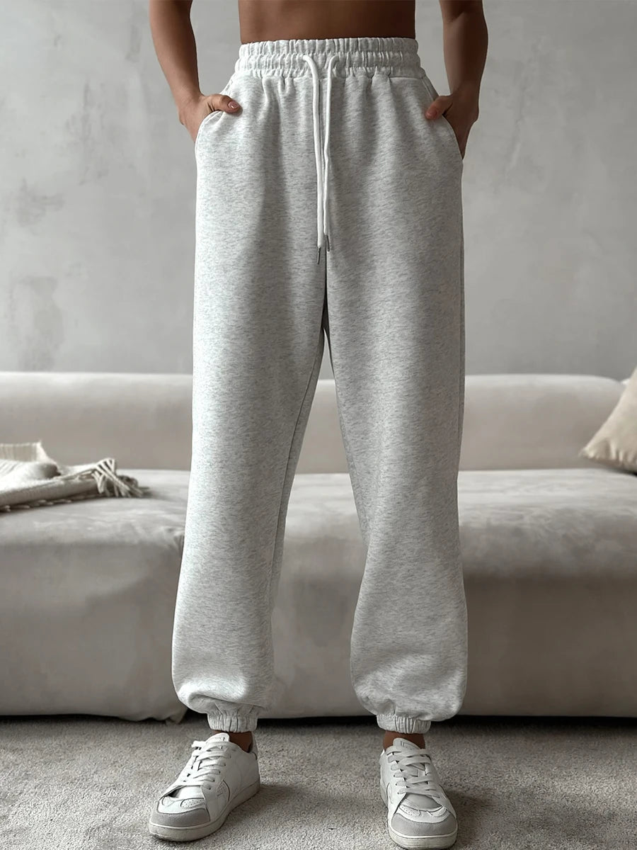 High-Waist Oversized Cotton Sweatpants Women