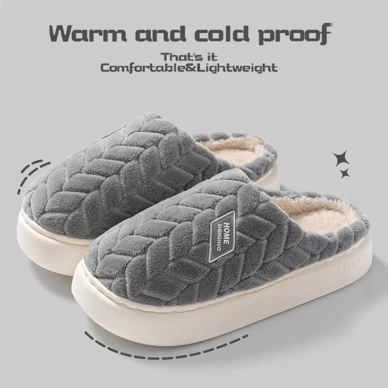 Cotton Plush Women’s Indoor Slippers – Anti-Slip Soft-Bottom Warm Winter Home Footwear
