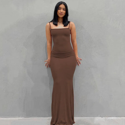Sexy Spaghetti-Strap Black Trumpet Maxi Dre