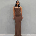 Sexy Spaghetti-Strap Black Trumpet Maxi Dre-HighTouch