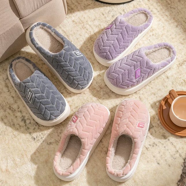 Cotton Plush Women’s Indoor Slippers – Anti-Slip Soft-Bottom Warm Winter Home Footwear