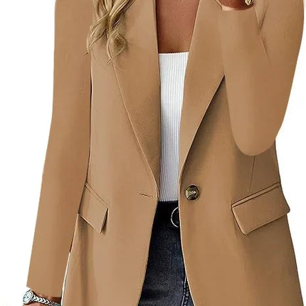 Women’s Casual Solid Blazer – Long Sleeve Turn-Down Collar Suit Coat