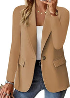 Women’s Casual Solid Blazer – Long Sleeve Turn-Down Collar Suit Coat-HighTouch