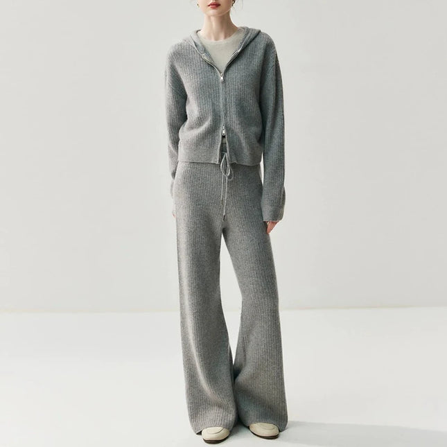 Women’s Cashmere Knitted Hooded Set