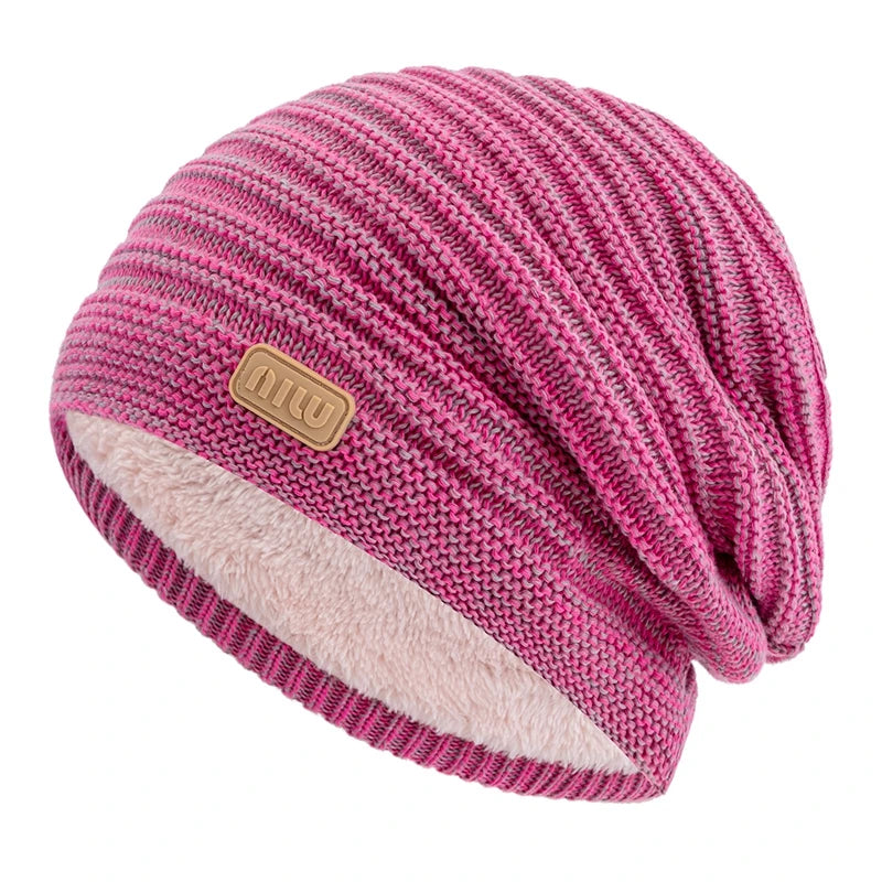 Unisex Striped Slouchy Winter Beanie-HighTouch