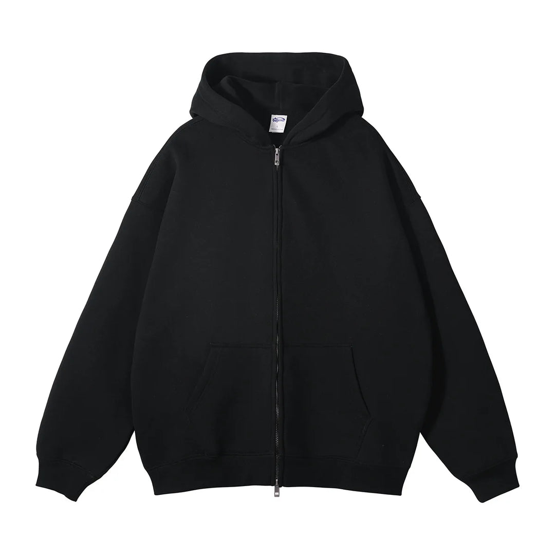 Premium Heavyweight Fleece Double‑Zip Cardigan Hoodie-HighTouch