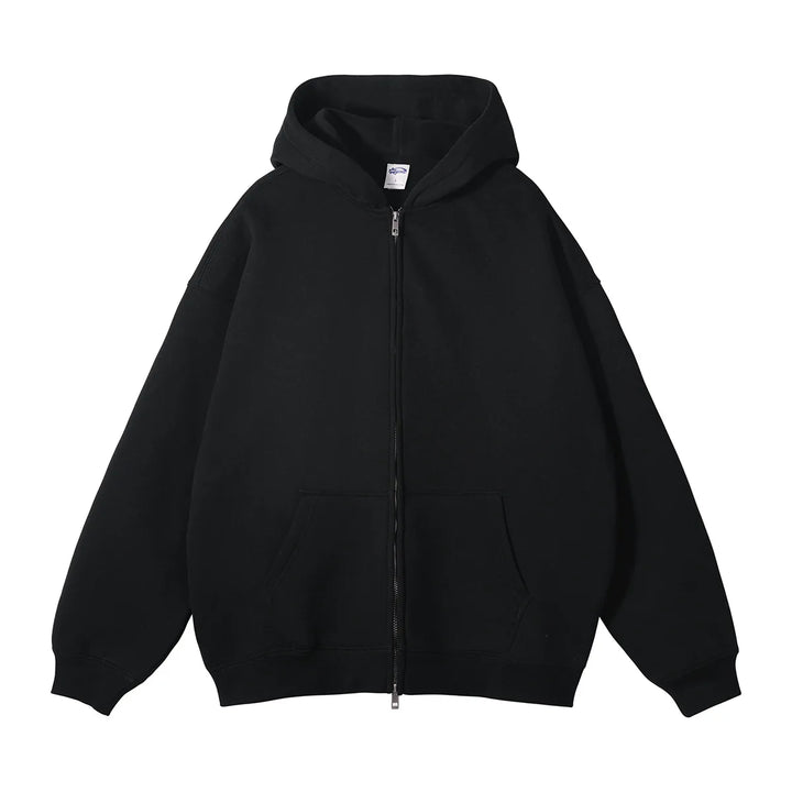 Premium Heavyweight Fleece Double‑Zip Cardigan Hoodie-HighTouch