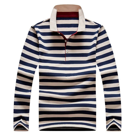 Spring Men Polo Shirt Cotton Long Sleeve Stripe Polo Shirt Men Autumn Embroidery Casual Fashion Polo Shirt Business T-shirts Men