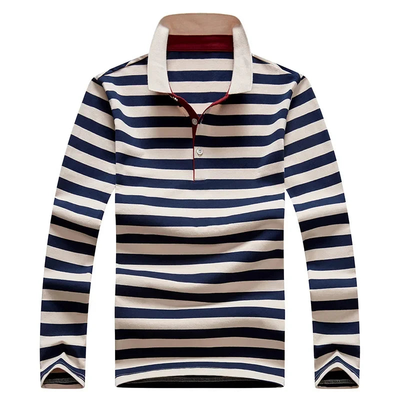 Spring Men Polo Shirt Cotton Long Sleeve Stripe Polo Shirt Men Autumn Embroidery Casual Fashion Polo Shirt Business T-shirts Men-HighTouch
