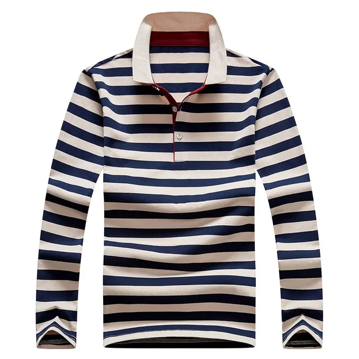 Spring Men Polo Shirt Cotton Long Sleeve Stripe Polo Shirt Men Autumn Embroidery Casual Fashion Polo Shirt Business T-shirts Men-HighTouch