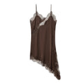 Women’s Satin Backless Mini Dress – Sexy Lace Slip Party Dress-HighTouch