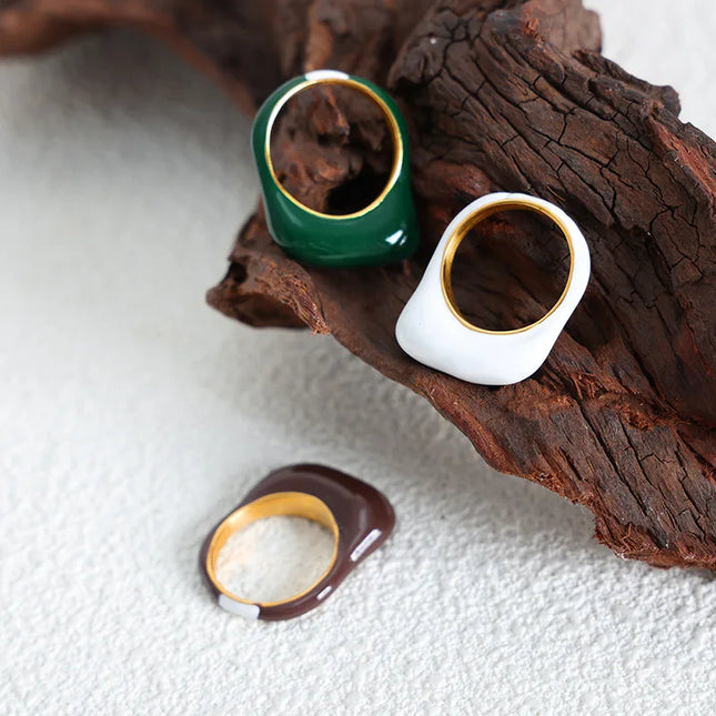Waterproof Multicolour Enamel Stainless Steel Ring