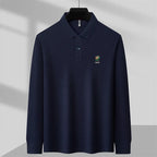Bear-Embroidered 100% Cotton Long-Sleeve Polo – Spring/Autumn Men’s-HighTouch