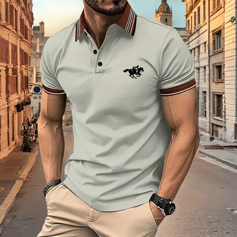 Lightweight Men’s Summer Polo – Breathable, Button-Collar Casual Top