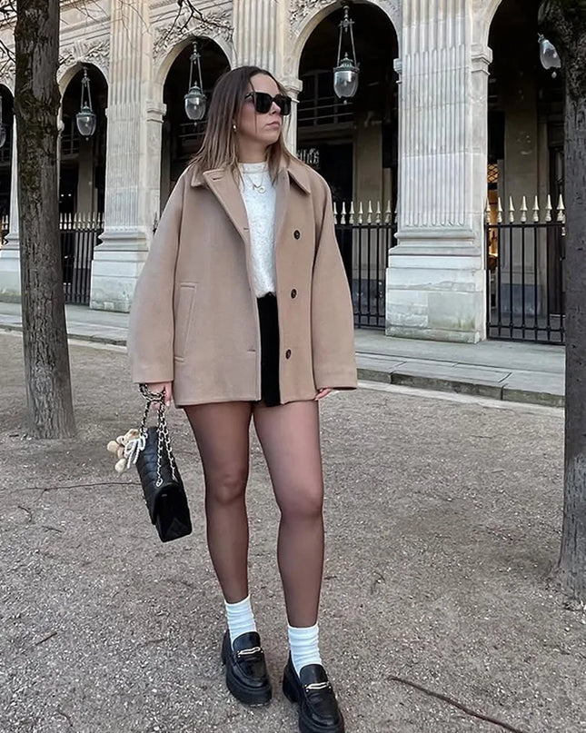 Oversized Faux Wool Winter Coat