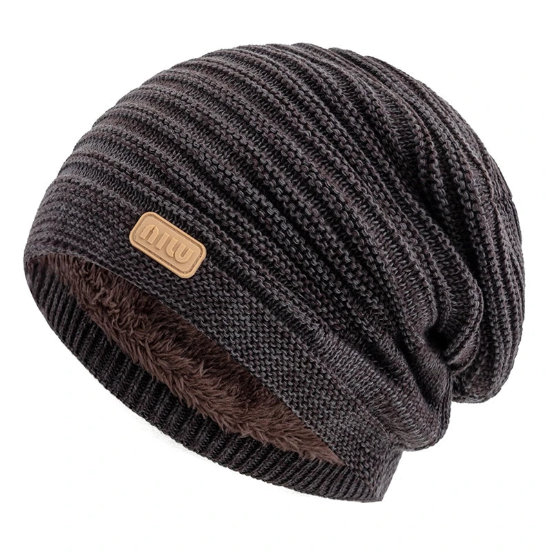 Unisex Striped Slouchy Winter Beanie-HighTouch
