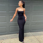 Sexy Spaghetti-Strap Black Trumpet Maxi Dre-HighTouch