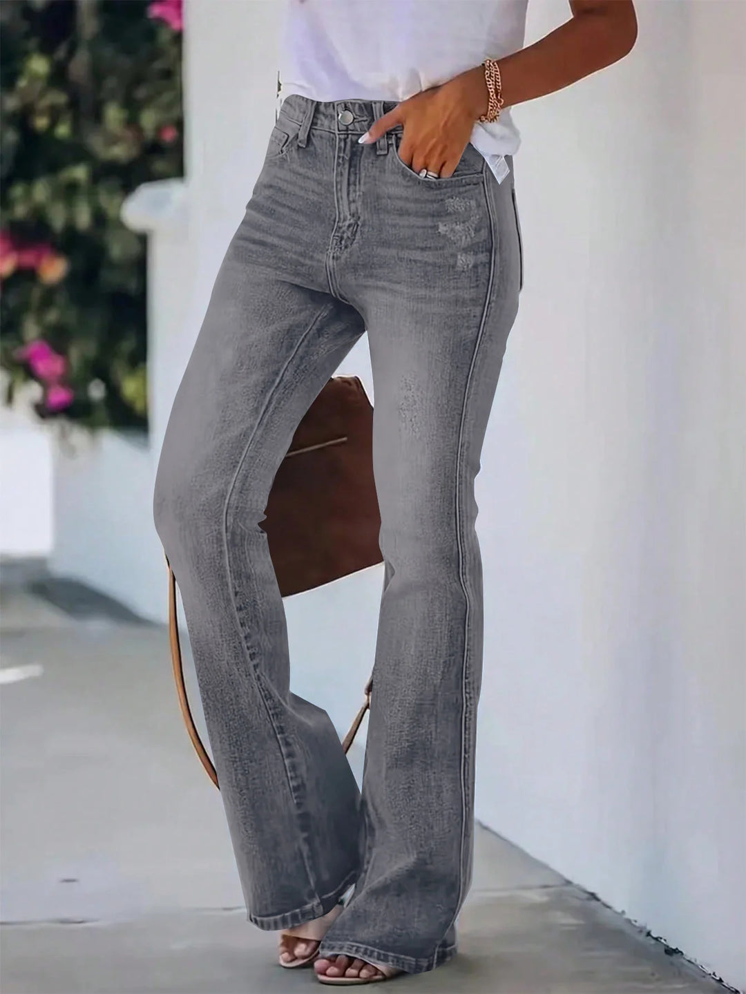 High-Waist Slimming Horn Jeans Women-HighTouch