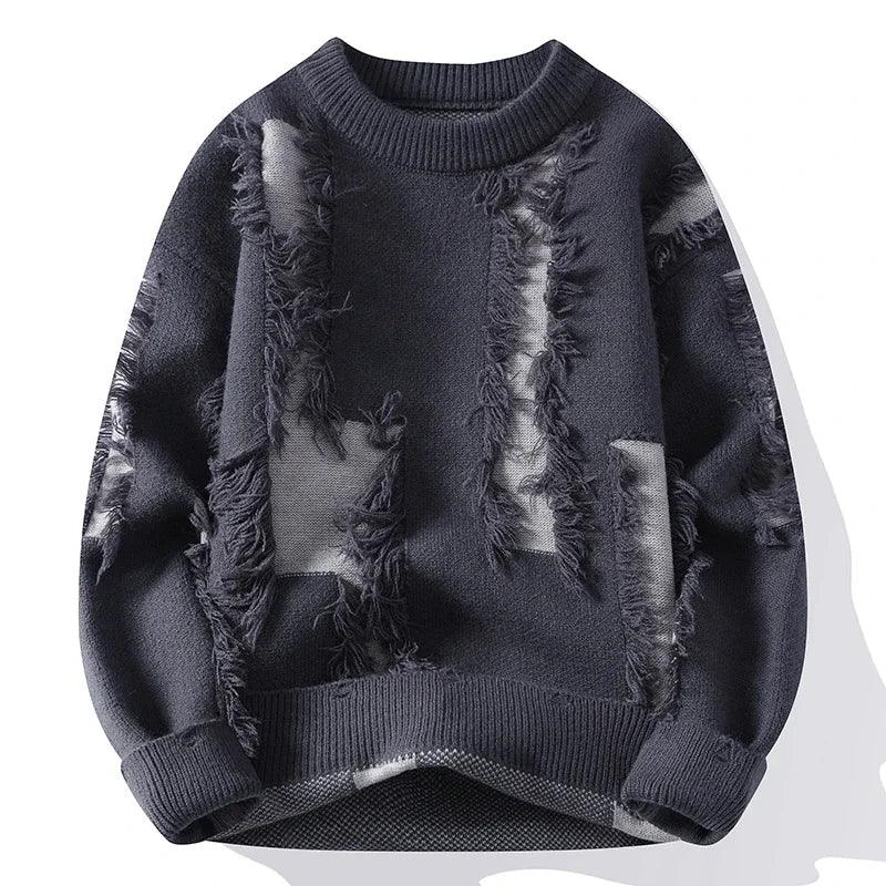 Men's Distressed Knit Sweater – Vintage Style