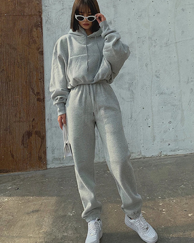Women’s Fleece Tracksuit Set – Soft Hoodie & Jogger Pants for Cozy Style