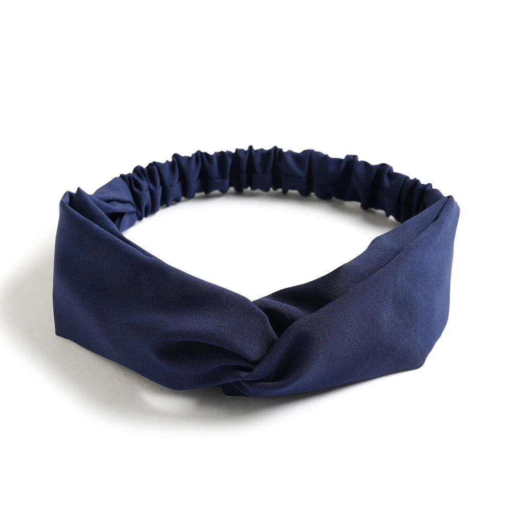 Vintage Boho Printed Cross Turban Headband – Wide Stretchy Fabric Band