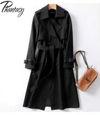 Phantasy Women’s Lace-Up British Style Trench Coat-HighTouch