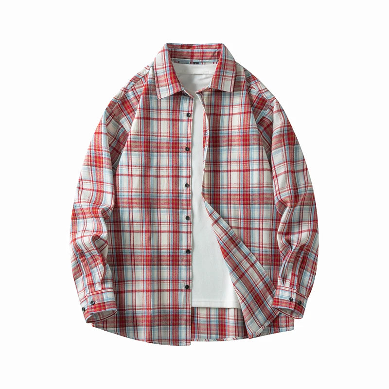 Oversized Flannel Check Shirt – Soft Cotton Long Sleeve Streetwear-HighTouch