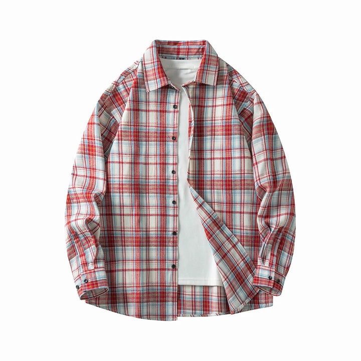Oversized Flannel Check Shirt – Soft Cotton Long Sleeve Streetwear-HighTouch