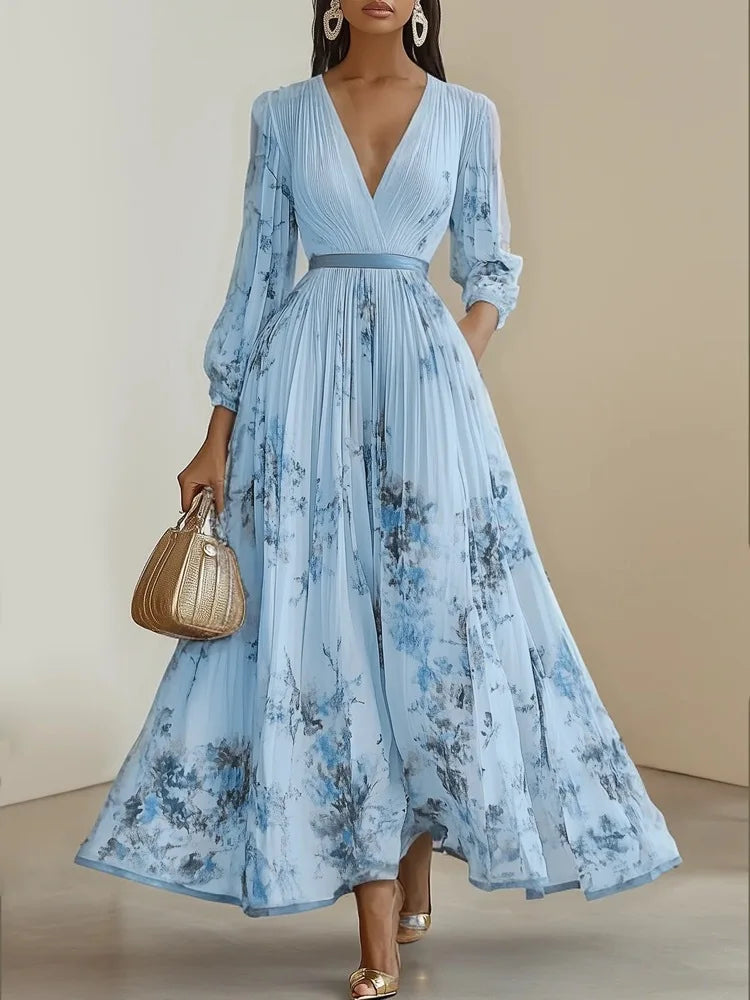Bohemian Summer Beach Dress Sleeveless Floral Print V-Neck Flowy Max HighTouch Bohemian Summer Beach Dress Sleeveless Floral Print V-Neck Flowy Max HighTouch