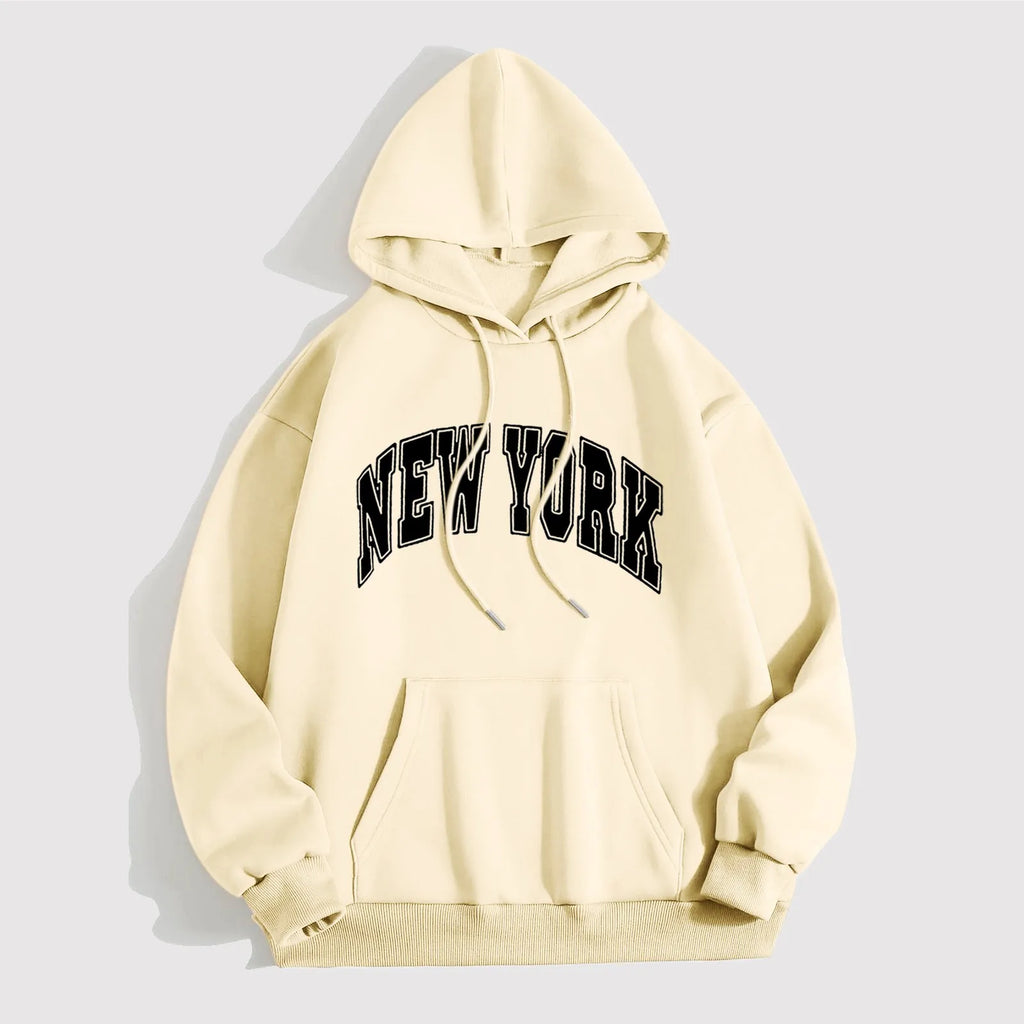 Printed Letter Loose Pullover – Thick-Cut Casual Hoodie, Oversized Comfort-HighTouch