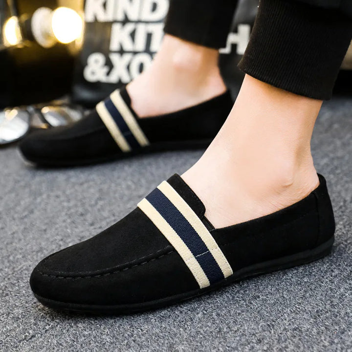 Men’s Black & Blue Slip-On Loafers-HighTouch