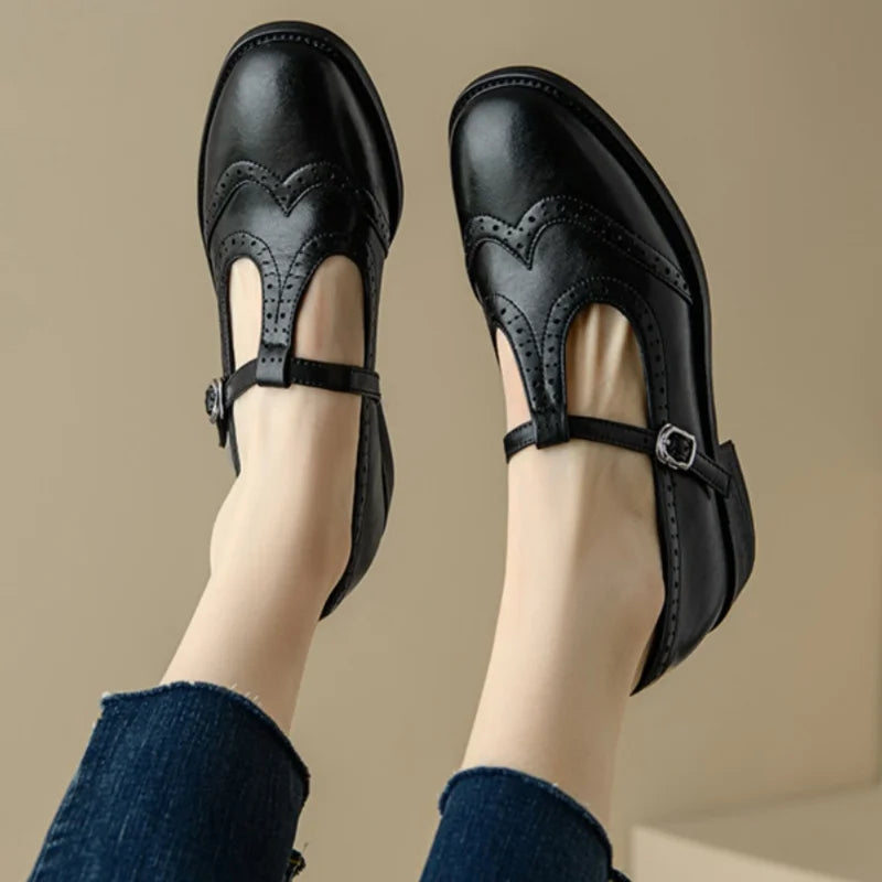 Retro Brogue Mary Jane Oxfords Women
