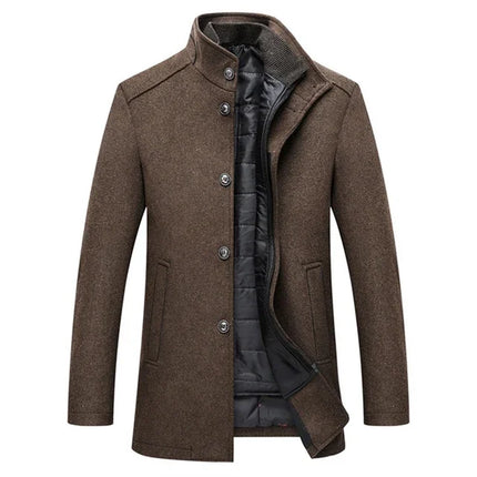 Slim Adjustable Vest Par­ka Men – Windproof Woolen Business Casual Coat