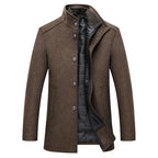 Slim Adjustable Vest Par­ka Men – Windproof Woolen Business Casual Coat-HighTouch