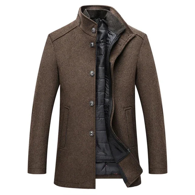 Slim Adjustable Vest Par­ka Men – Windproof Woolen Business Casual Coat-HighTouch