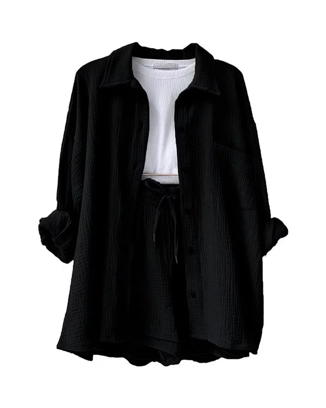 Effortless Summer Two-Piece Muslin Suit Set – Chic, Lightweight & Polished