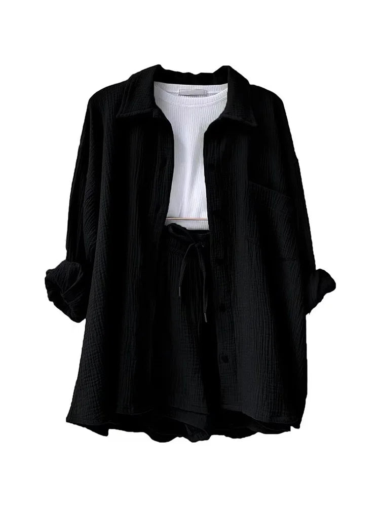 Effortless Summer Two-Piece Muslin Suit Set – Chic, Lightweight & Polished-HighTouch