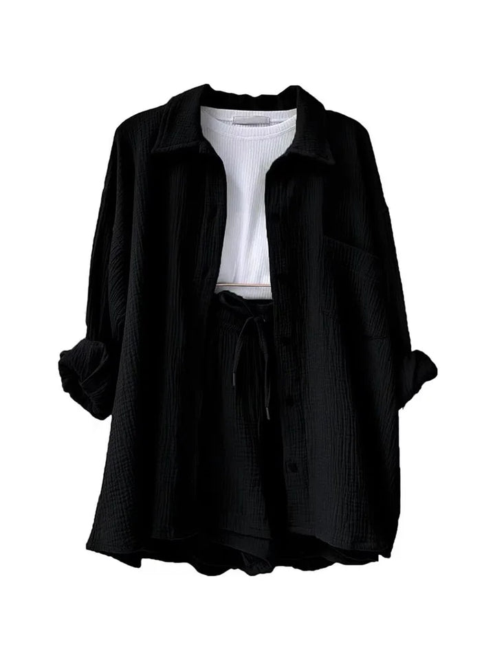 Effortless Summer Two-Piece Muslin Suit Set – Chic, Lightweight & Polished-HighTouch