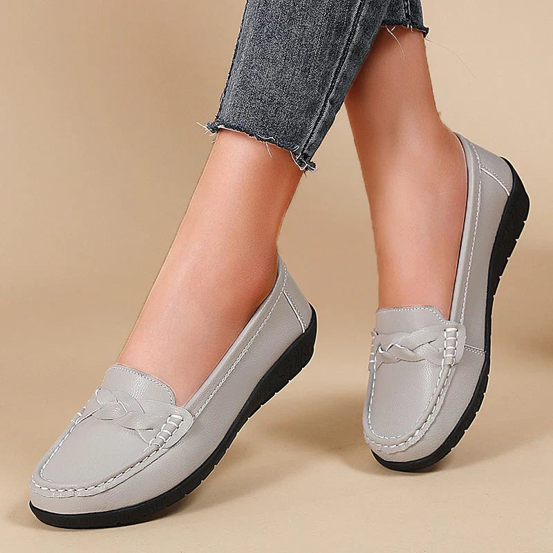 Diana - Genuine Leather Moccasin Loafers ~ Big Size-HighTouch