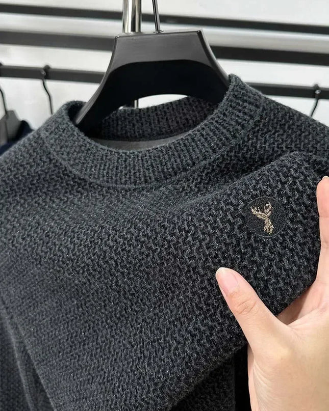 Embroidered Plush Sweater Men