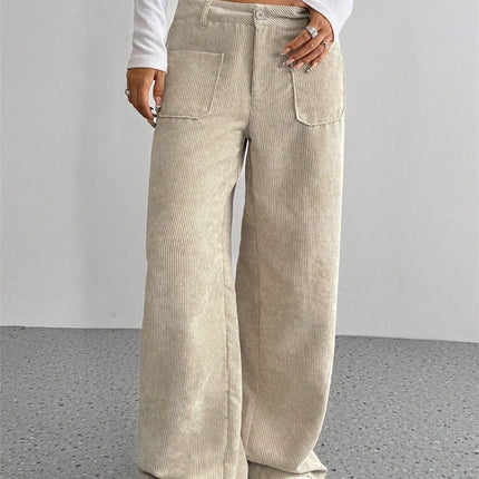 High-Waist Wide-Leg Corduroy Trousers