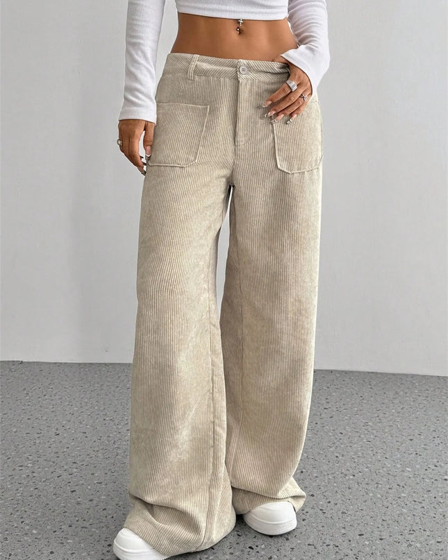 High-Waist Wide-Leg Corduroy Trousers