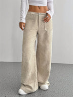 High-Waist Wide-Leg Corduroy Trousers-HighTouch