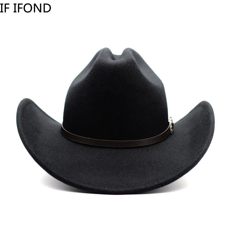 Classic Vintage Western Cowboy Hat – Leather Wide Brim Adjustable