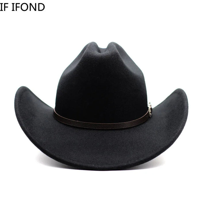 Classic Vintage Western Cowboy Hat – Leather Wide Brim Adjustable-HighTouch