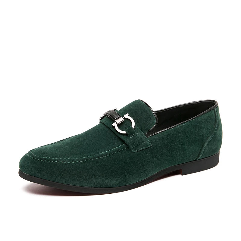 Classic Green Suede Moccasins / Loafers – Men’s Slip-On Casual-HighTouch