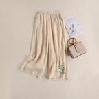 Elegant Embroidered Cotton‑Linen Wide‑Leg Trousers – Cool, Breathable & Stylish-HighTouch
